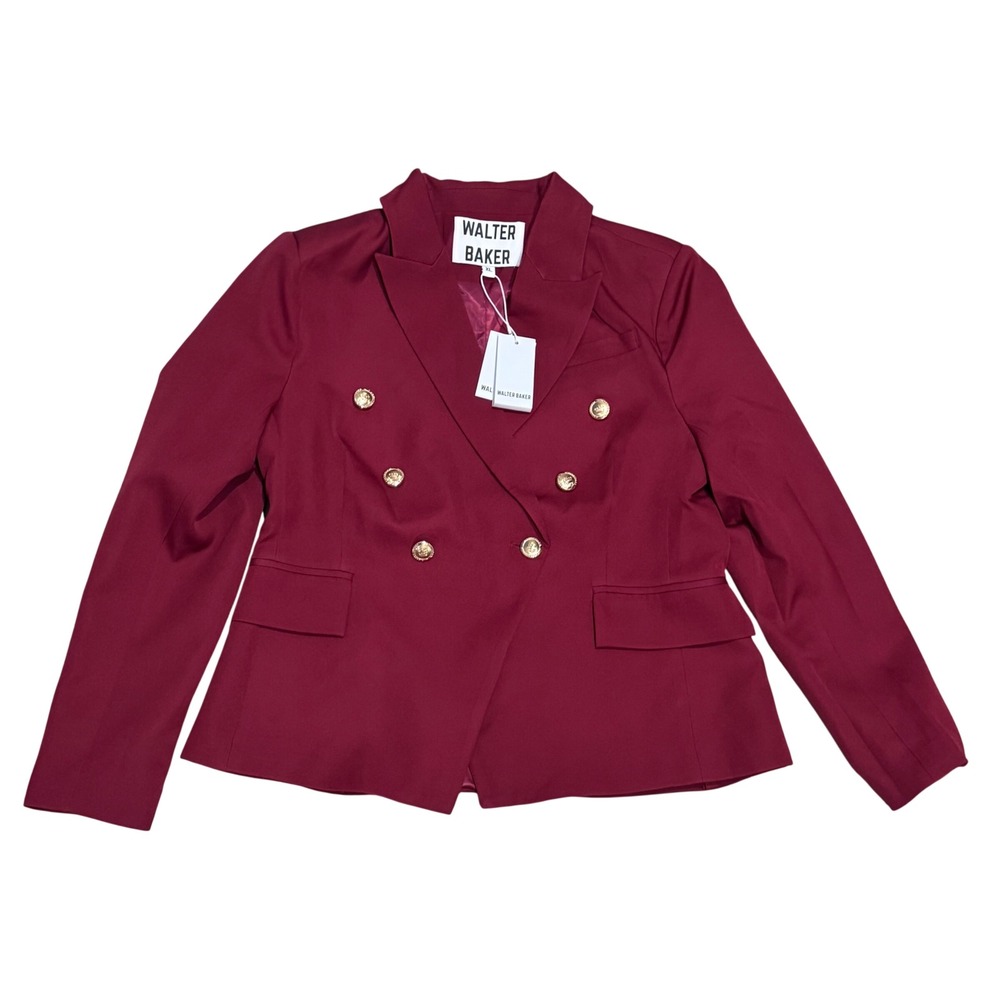 Walter Baker Phelps Blazer XL Wine Red NEW Double Breasted Gold Buttons $268